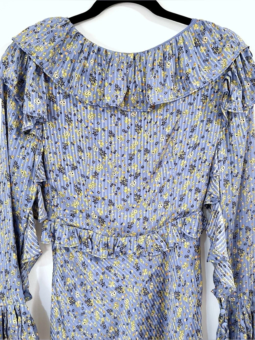 Free People Long Sleeve Empire Mini Dress Blue Size 2